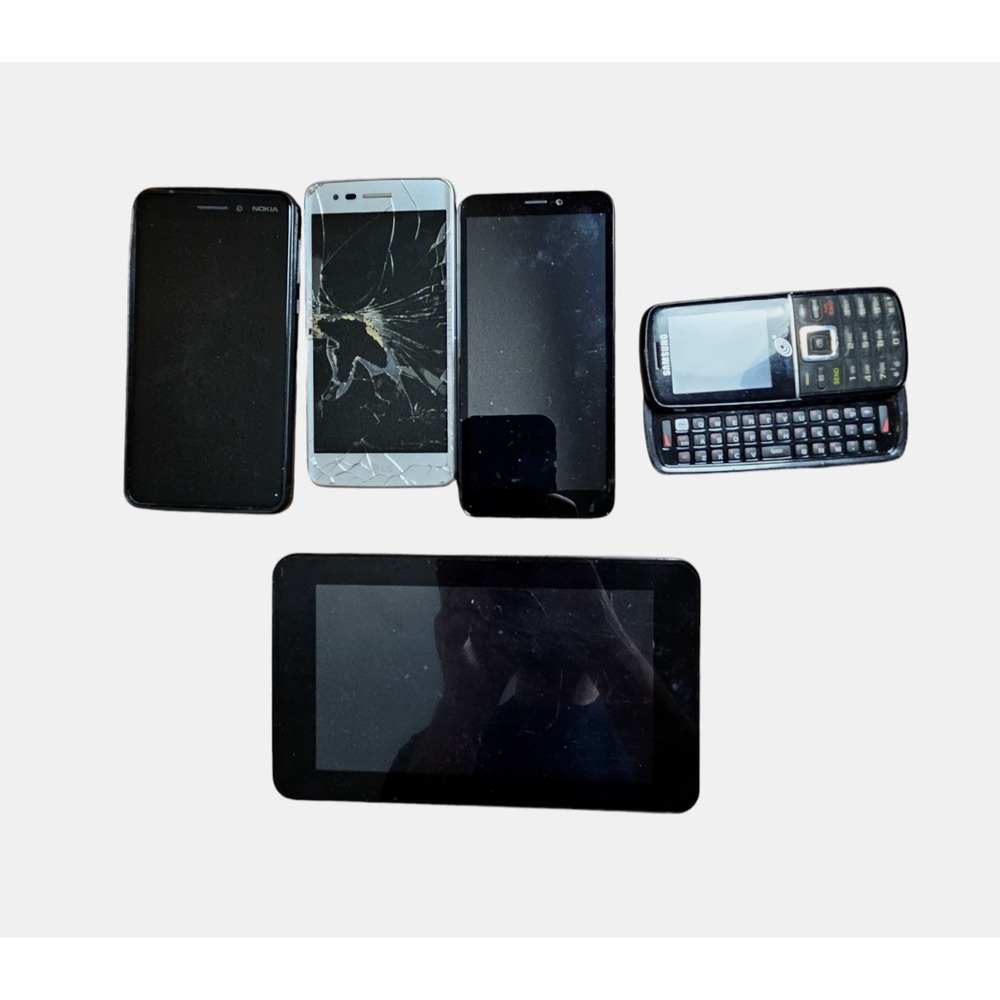 Lot of 5 Smart Phones & Tablet - HP Slate 7 Tab, LG, Cricket, Samsung Untested